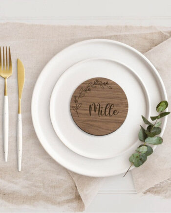 Bordkort Rund Fineret Valnød