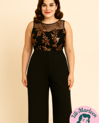 Buksedragt Miss Stockholm Sort Buksedragt Med Kobber Palietter