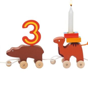 Goki Fødselsdagstog Træ Med Dyr Tal