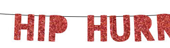 Guirlande Hip Hip Hurra Rød Glitter Scanseason