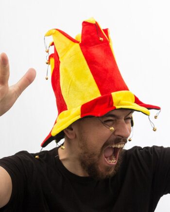 Harlekin Hat Til Kostume Rød Gul Med Klokker