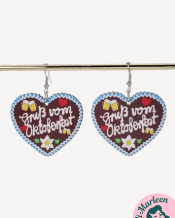 øreringe Store Hængeøreringe Med Oktoberfesthjerter Træ
