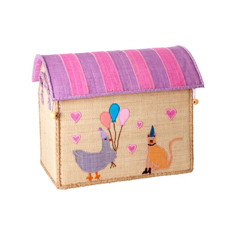 Rice Raffia Opbevaringshus Party Animal Lys Pink Lille
