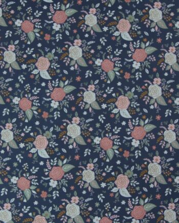 Garden Party Blomster Mørkeblå Patchwork 100 Bomuld