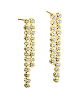 Party ørestikker Forgyldt Sterling Søllv Med Rækker Flotte Zirkonia Becel Fatning