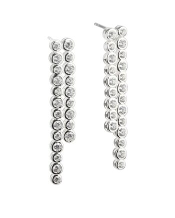 Party ørestikker Sterling Søllv Med Rækker Flotte Zirkonia Bezel Fatning