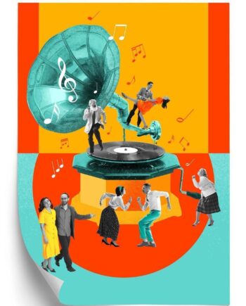 Plakat Group People Attending Party Dancing Enjoying Leisure