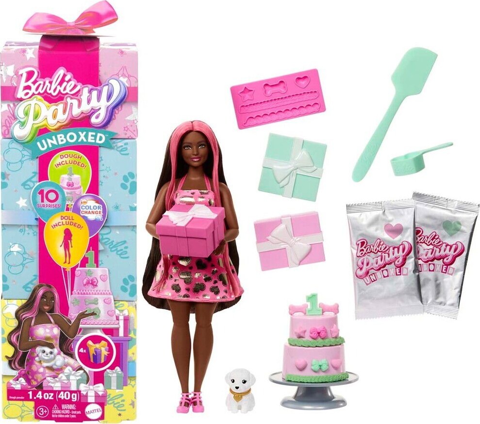 Barbie Dukke Party Unboxed Sort Overraskelser