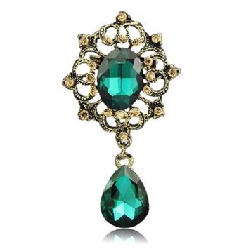 Broche Diamant Dråbe Grøn
