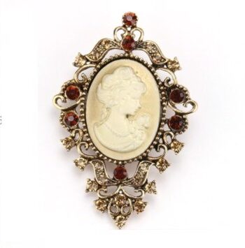 Broche Vintage Frue Med Sten Gylden