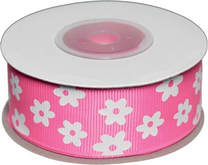 Dekobånd Pink Blomst 25mm Polyester