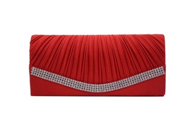 Fest Clutch Merleene Rød Diamant Sød Fest Taske Satin Med Glitrende Sten
