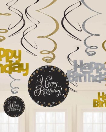 Happy Birthday Hænge Dekorationer Stk Sølv