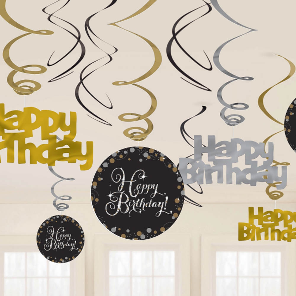 Happy Birthday Hænge Dekorationer Stk Sølv