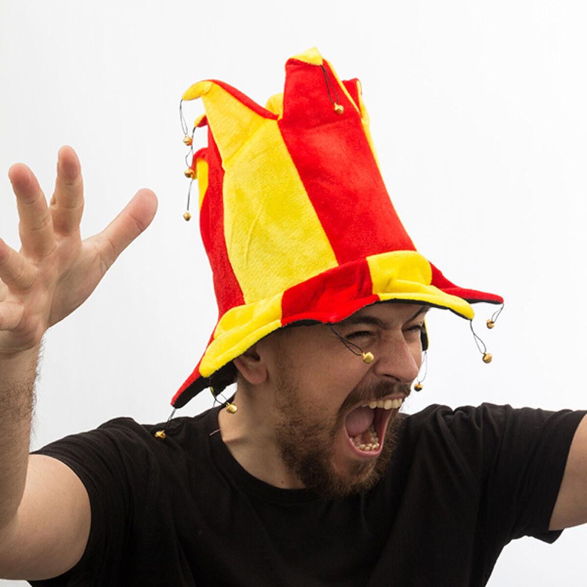 Harlekin Hat Til Kostume Rød Gul Med Klokker