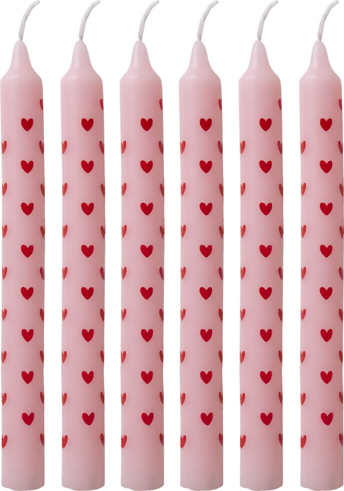 Rice Candles With Heart Print Red
