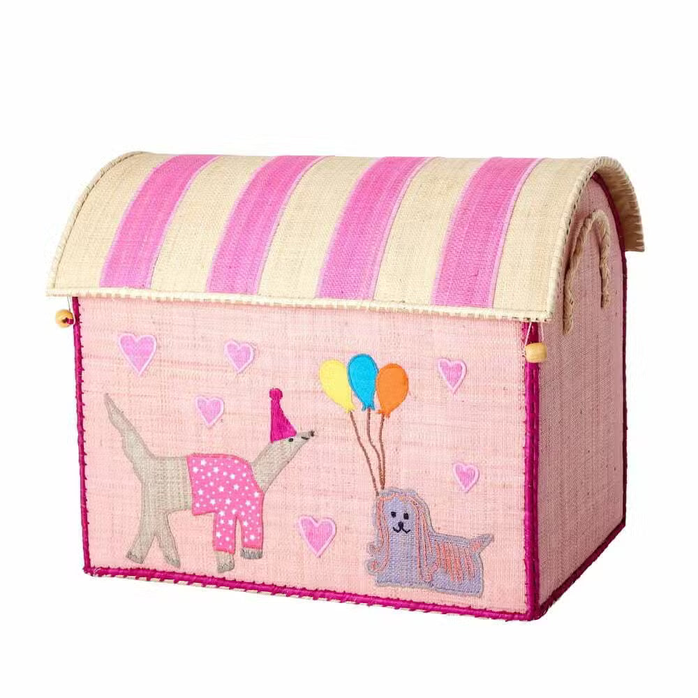 Rice Opbevaringskurv Party Animals Pink Mellem