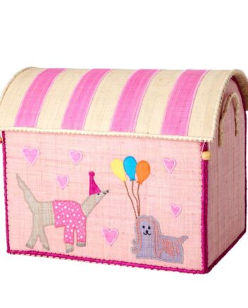 Rice Raffia Opbevaringshus Party Animal Lys Pink Mellem