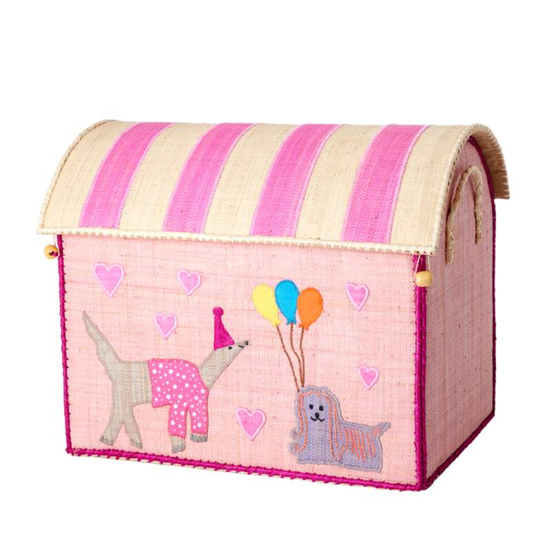 Rice Raffia Opbevaringshus Party Animal Lys Pink Mellem