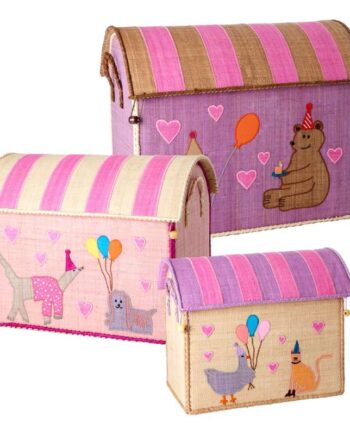 Rice Raffia Opbevaringshuse Party Animal Lys Pink Stk