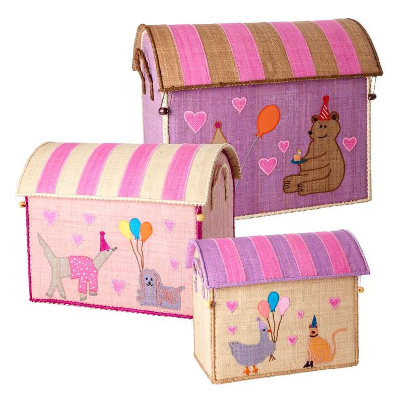 Rice Raffia Opbevaringshuse Party Animal Lys Pink Stk
