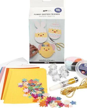 Silk Clay Diy Kit Sjove Påskevenner Karton Med Pynt