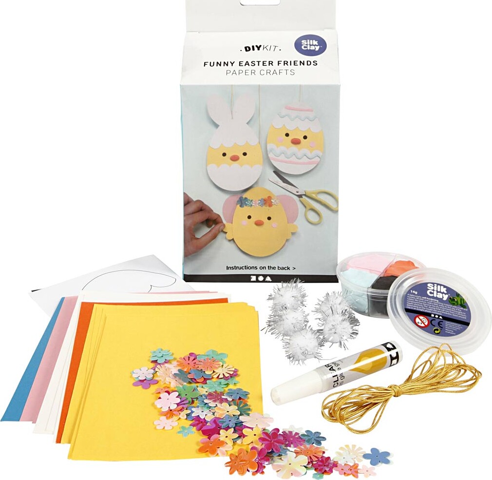 Silk Clay Diy Kit Sjove Påskevenner Karton Med Pynt