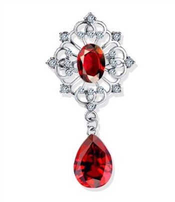Broche Diamant Dråbe Rød