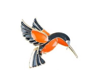 Broche Fugl Orange Sort