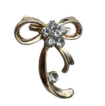 Broche Guld Sløjfe Med Blomst