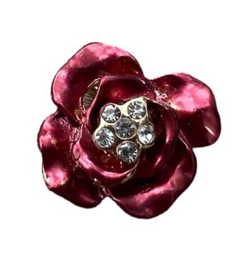 Broche Lille Rose Med Sten Vinrød