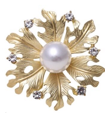 Broche Perleblomst Guld