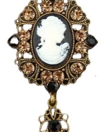 Broche Vintage Frue Med Sten Champagne