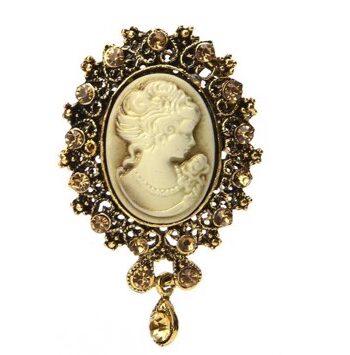 Broche Vintage Frue Med Sten Dråbe Guld