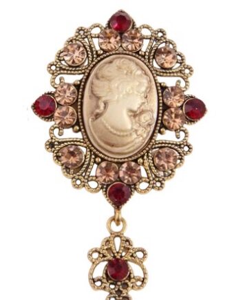 Broche Vintage Frue Med Sten Rosa Vinrød