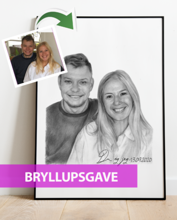 Bryllupsgave Portrættegning Efter Dine Fotos