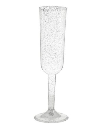 Champagneglas Plast Sølv Glitter 198