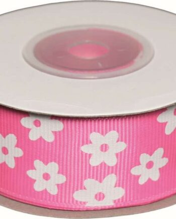 Dekobånd Pink Blomst 25mm Polyester