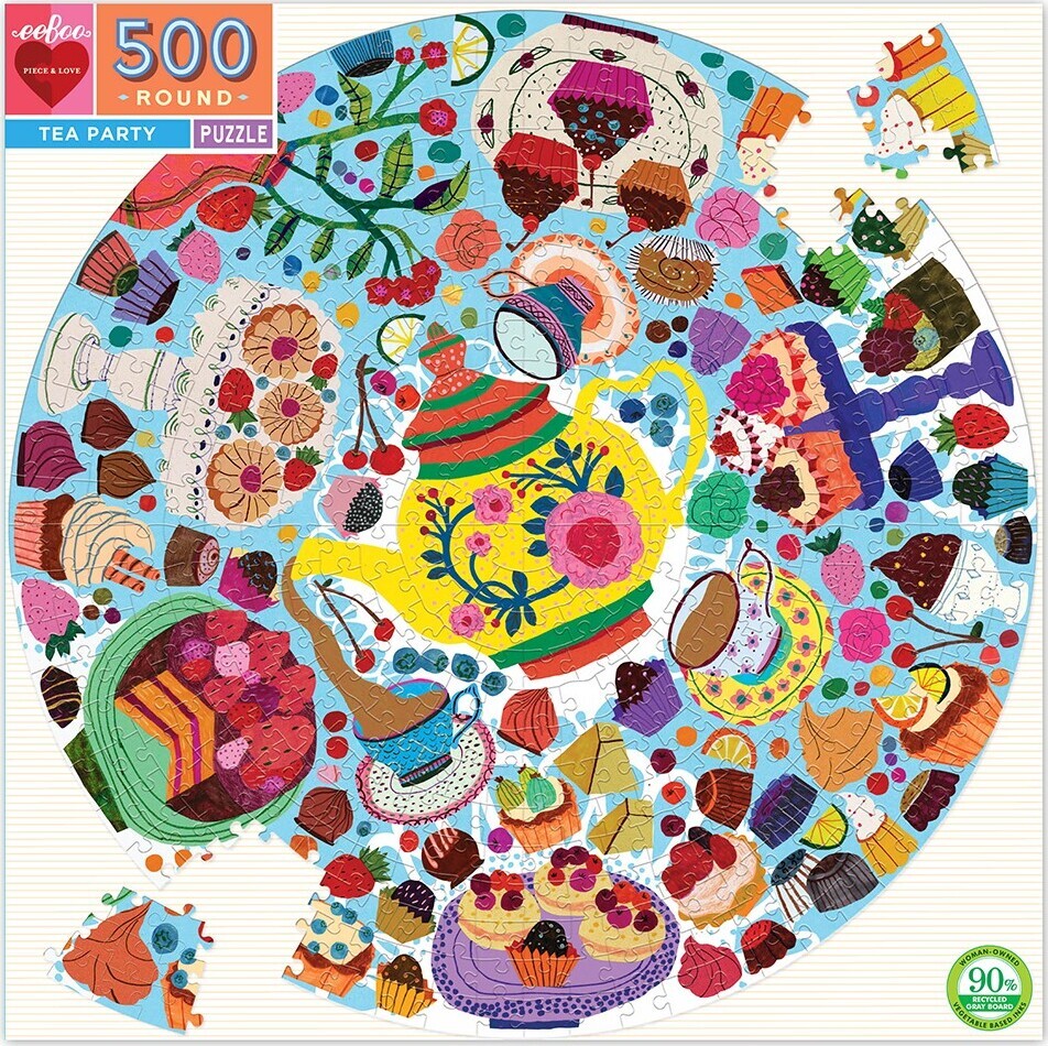Eeboo Puslespil 500 Brikker Tea Party Rundt