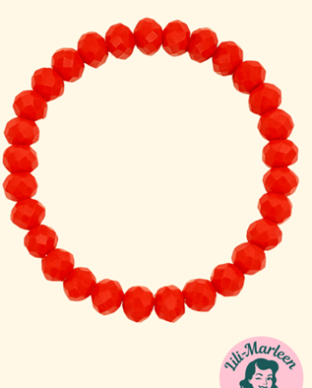 Emely Elastisk Armbånd Med Orangerøde Facetperler