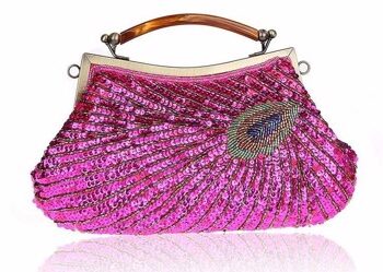 Fest Clutch Cocktailtaske Påfugledrøm Pink