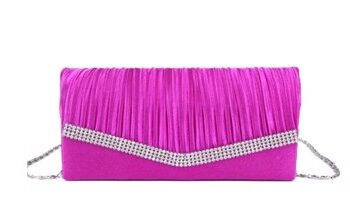 Fest Clutch Merleene Pink Diamant Sød Fest Taske Satin Med Glitrende Sten