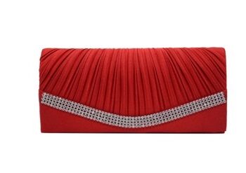 Fest Clutch Merleene Rød Diamant Sød Fest Taske Satin Med Glitrende Sten