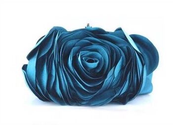 Fest Clutch Rosaly Teal Rose Sød Fest Taske Satin