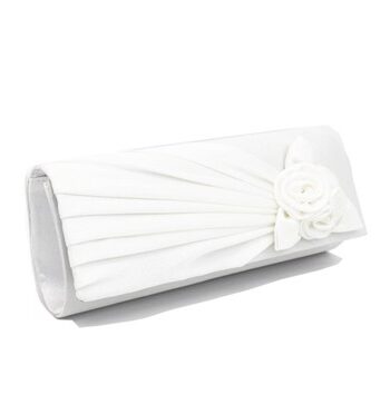 Fest Clutch Rosemary Hvid Fest Taske Hvid Satin Med Rose