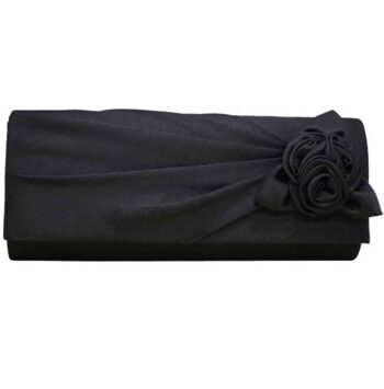 Fest Clutch Rosemary Sort Festtaske Satin Med Rose