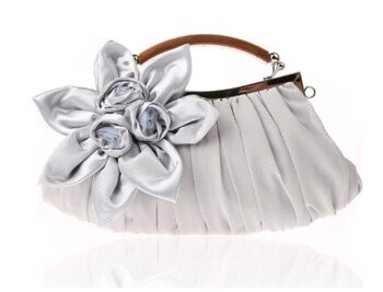 Fest Taske Konval Sød Festtaske Fest Clutch Sølvgrå Med Sød Blomst