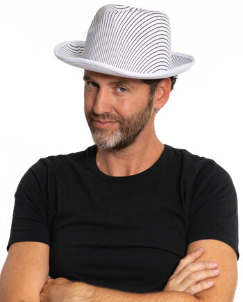 Gangster Hat Hvid Med Sorte Striber