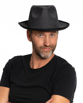 Gangster Hat Sort Med Hvide Striber