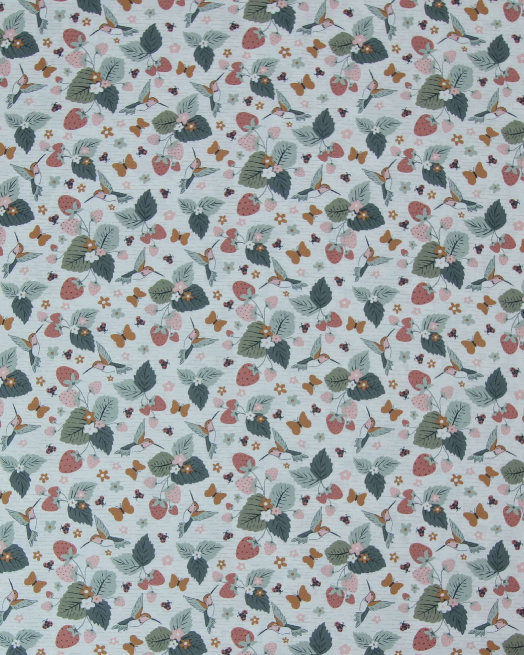 Garden Party Kolibri Jordbær Patchwork 100 Bomuld